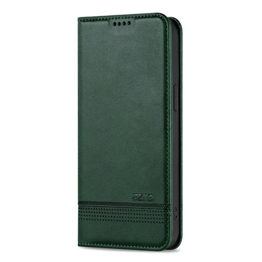 For iPhone 16e AZNS Magnetic Calf Texture Flip Leather Phone Case(Dark Green) - iPhone 16e Cases by AZNS | Online Shopping UK | buy2fix