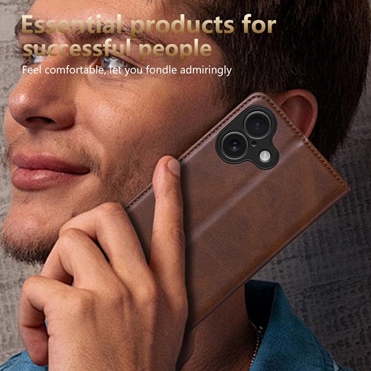 For iPhone 17 AZNS Magnetic Calf Texture Flip Leather Phone Case(Light Brown) - iPhone 17 Cases by AZNS | Online Shopping UK | buy2fix