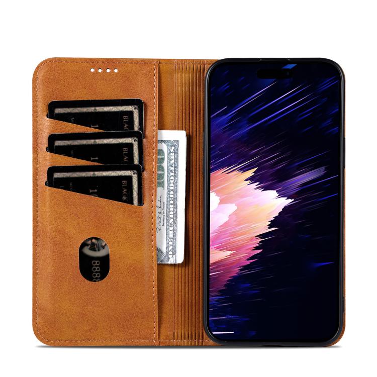 For iPhone Air AZNS Magnetic Calf Texture Flip Leather Phone Case(Light Brown) - iPhone Air Cases by AZNS | Online Shopping UK | buy2fix