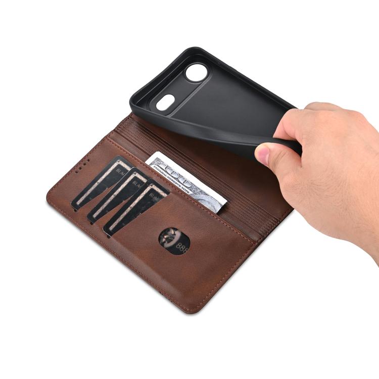 For iPhone 17 Air AZNS Magnetic Calf Texture Flip Leather Phone Case(Dark Brown) - iPhone 17 Air Cases by AZNS | Online Shopping UK | buy2fix