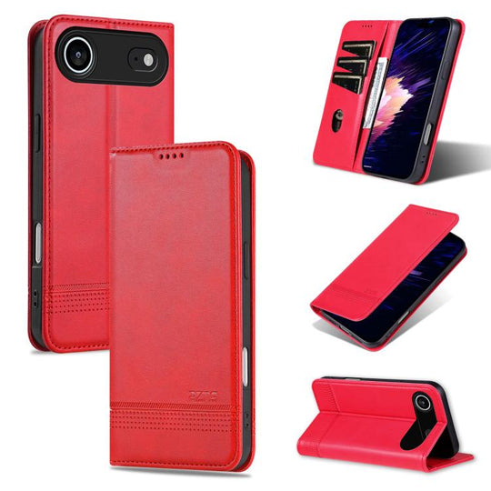 For iPhone Air AZNS Magnetic Calf Texture Flip Leather Phone Case(Red)