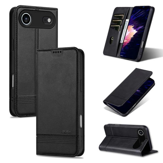 For iPhone Air AZNS Magnetic Calf Texture Flip Leather Phone Case(Black)