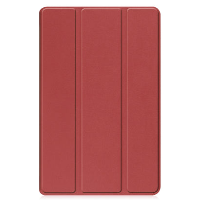 For Samsung Galaxy Tab A9 Custer Pure Color 3-Fold Holder Leather Tablet Case(Wine Red) - Galaxy Tab A9 by buy2fix | Online Shopping UK | buy2fix