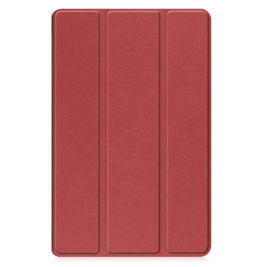 For Samsung Galaxy Tab A9 Custer Pure Color 3-Fold Holder Leather Tablet Case(Wine Red) - Galaxy Tab A9 by buy2fix | Online Shopping UK | buy2fix