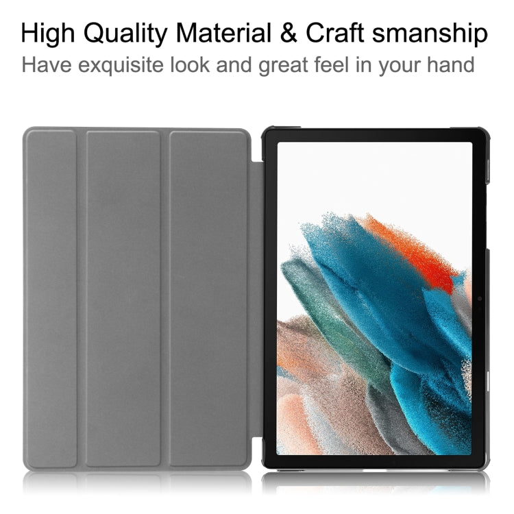 For Samsung Galaxy Tab A9 Custer Pure Color 3-Fold Holder Leather Tablet Case(Wine Red) - Galaxy Tab A9 by buy2fix | Online Shopping UK | buy2fix