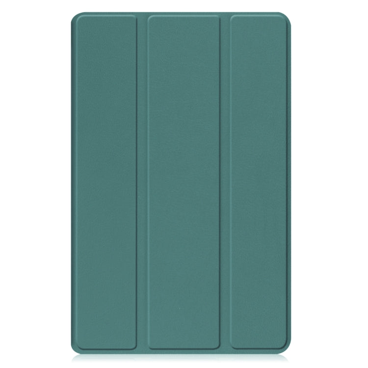 For Samsung Galaxy Tab A9 Custer Pure Color 3-Fold Holder Leather Tablet Case(Dark Green) - Galaxy Tab A9 by buy2fix | Online Shopping UK | buy2fix