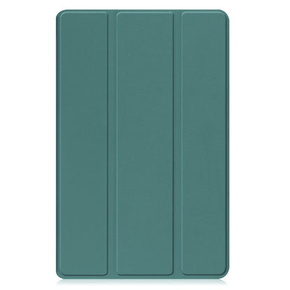 For Samsung Galaxy Tab A9 Custer Pure Color 3-Fold Holder Leather Tablet Case(Dark Green) - Galaxy Tab A9 by buy2fix | Online Shopping UK | buy2fix