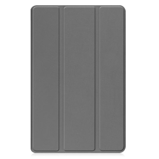 For Samsung Galaxy Tab A9 Custer Pure Color 3-Fold Holder Leather Tablet Case(Grey) - Galaxy Tab A9 by buy2fix | Online Shopping UK | buy2fix