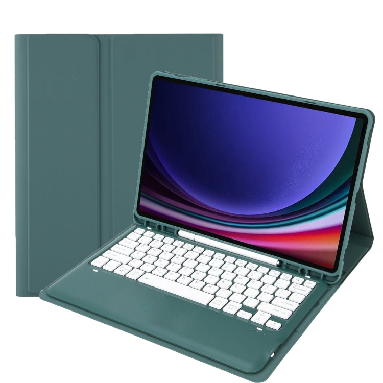 For Samsung Galaxy Tab S10+ A810B Pen Slot Detachable Bluetooth Keyboard Leather Tablet Case(Dark Green) - Samsung Keyboard by buy2fix | Online Shopping UK | buy2fix