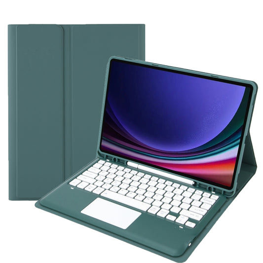 For Samsung Galaxy Tab S10+ 12.4 A810B-A Touch Pad Detachable Bluetooth Keyboard Leather Tablet Case(Dark Green) - Samsung Keyboard by buy2fix | Online Shopping UK | buy2fix
