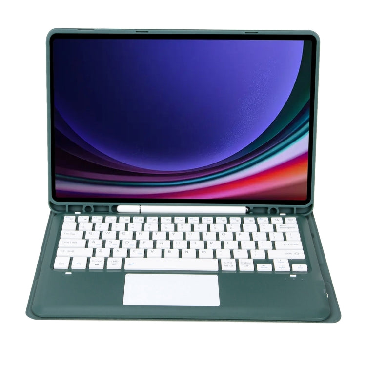 For Samsung Galaxy Tab S10+ 12.4 A810B-A Touch Pad Detachable Bluetooth Keyboard Leather Tablet Case(Dark Green) - Samsung Keyboard by buy2fix | Online Shopping UK | buy2fix