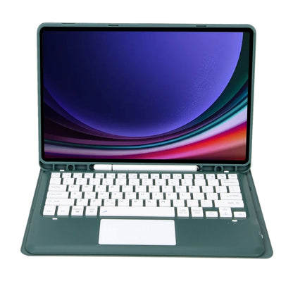 For Samsung Galaxy Tab S10+ 12.4 A810B-A Touch Pad Detachable Bluetooth Keyboard Leather Tablet Case(Dark Green) - Samsung Keyboard by buy2fix | Online Shopping UK | buy2fix