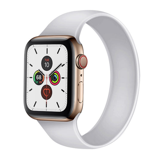 For Apple Watch Series 9&8&7 41mm / SE 3&SE 2&6&SE&5&4 40mm / 3&2&1 38mm Solid Color Elastic Silicone Watch Band, Size:S 130mm(White) by buy2fix