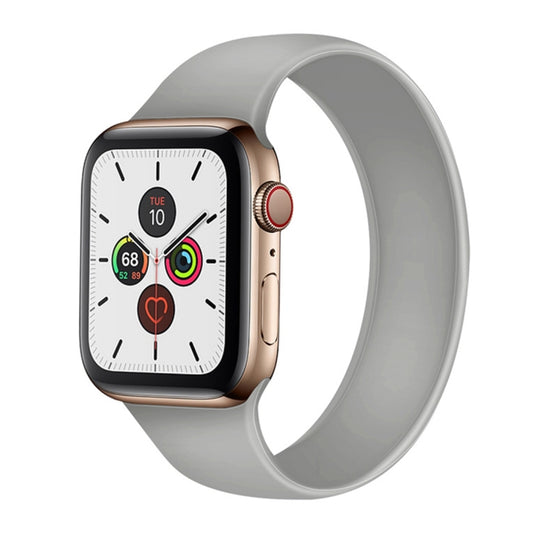 For Apple Watch Series 9&8&7 41mm / SE 3&SE 2&6&SE&5&4 40mm / 3&2&1 38mm Solid Color Elastic Silicone Watch Band, Size:S 130mm(Grey) by buy2fix