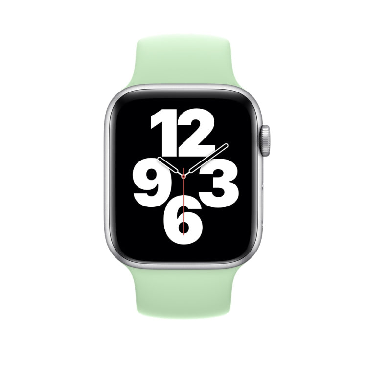 For Apple Watch Series 9&8&7 41mm / SE 3&SE 2&6&SE&5&4 40mm / 3&2&1 38mm Solid Color Elastic Silicone Watch Band, Size:S 130mm (Green) by buy2fix
