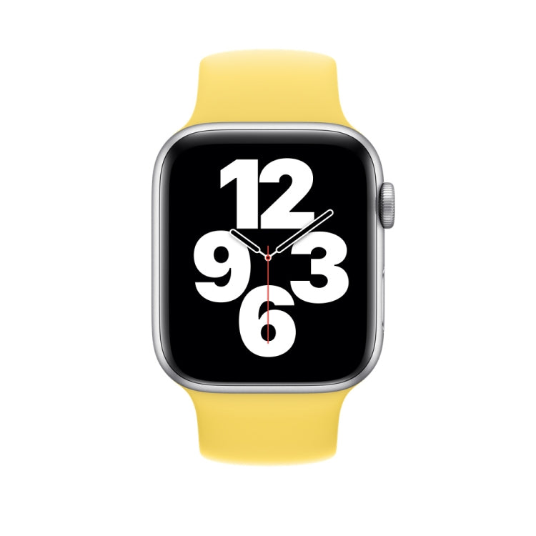 For Apple Watch Series 9&8&7 41mm / SE 3&SE 2&6&SE&5&4 40mm / 3&2&1 38mm Solid Color Elastic Silicone Watch Band, Size:S 130mm (Yellow) by buy2fix