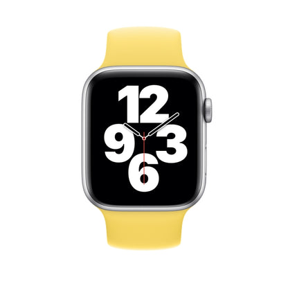 For Apple Watch Series 9&8&7 41mm / SE 3&SE 2&6&SE&5&4 40mm / 3&2&1 38mm Solid Color Elastic Silicone Watch Band, Size:S 130mm (Yellow) by buy2fix