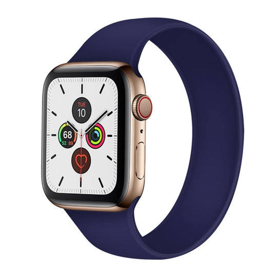 For Apple Watch Series 7 41mm / 6 & SE & 5 & 4 40mm / 3 & 2 & 1 38mm Solid Color Elastic Silicone Watch Band, Size:M 143mm(Sapphire Blue)