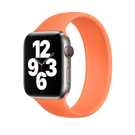 For Apple Watch Series 9&8&7 41mm / SE 3&SE 2&6&SE&5&4 40mm / 3&2&1 38mm Solid Color Elastic Silicone Watch Band, Size:M 143mm (Gold Orange)