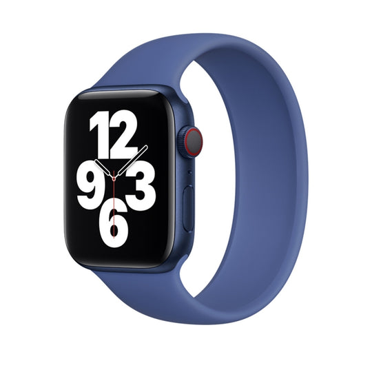 For Apple Watch Series 9&8&7 41mm / SE 3&SE 2&6&SE&5&4 40mm / 3&2&1 38mm Solid Color Elastic Silicone Watch Band, Size:L 156mm (Aqua Blue)