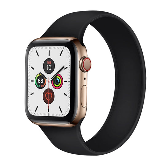 For Apple Watch Series 9&8&7 41mm / SE 3&SE 2&6&SE&5&4 40mm / 3&2&1 38mm Solid Color Elastic Silicone Watch Band, Size:L 156mm(Black)