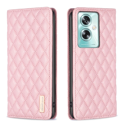 For OPPO A79 5G Diamond Lattice Magnetic Leather Flip Phone Case(Pink) by buy2fix