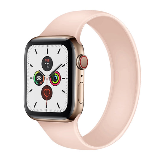 For Apple Watch Ultra 49mm&Watch Ultra 2 49mm / Series 9&8&7 45mm / SE 3&SE 2&6&SE&5&4 44mm / 3&2&1 42mm Solid Color Elastic Silicone Watch Band, Size:M 143mm(Pink)
