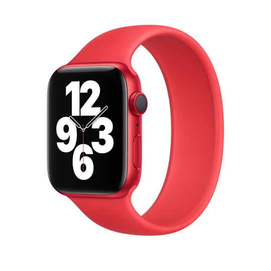 For Apple Watch Ultra 49mm&Watch Ultra 2 49mm / Series 9&8&7 45mm / SE 3&SE 2&6&SE&5&4 44mm / 3&2&1 42mm Solid Color Elastic Silicone Watch Band, Size:L 156mm (Red)