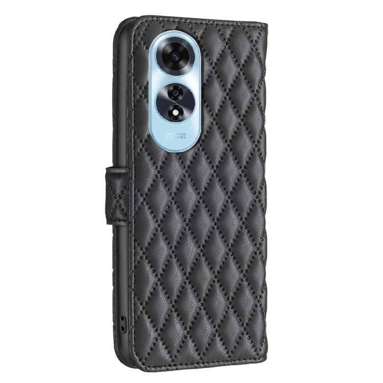 For OPPO A60 Diamond Lattice Wallet Leather Flip Phone Case(Black) by buy2fix