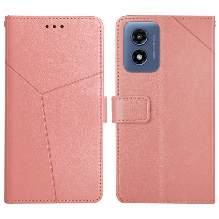 For Motorola Moto G Play 4G 2024 HT01 Y-shaped Pattern Flip Leather Phone Case(Pink) by buy2fix