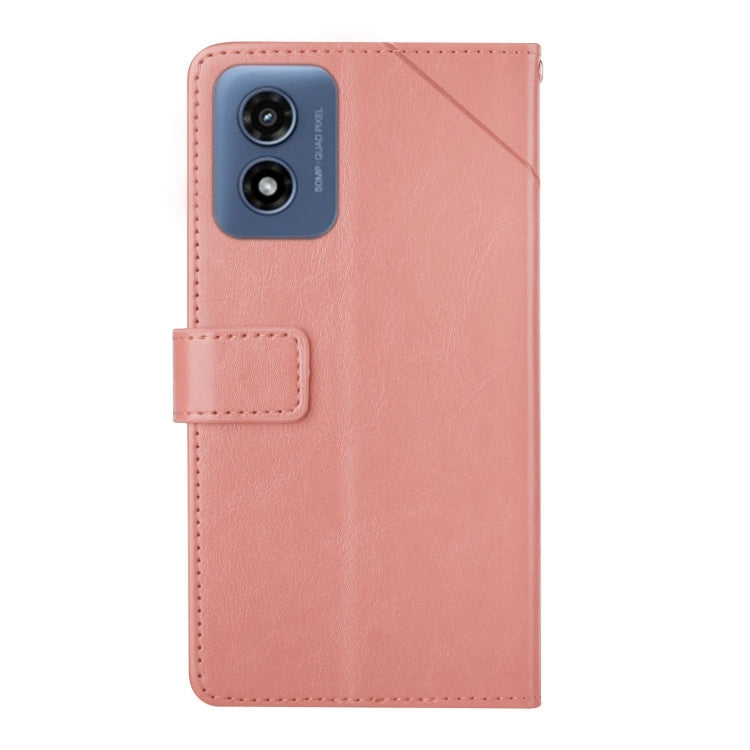 For Motorola Moto G Play 5G 2024 HT01 Y-shaped Pattern Flip Leather Phone Case(Pink) by buy2fix