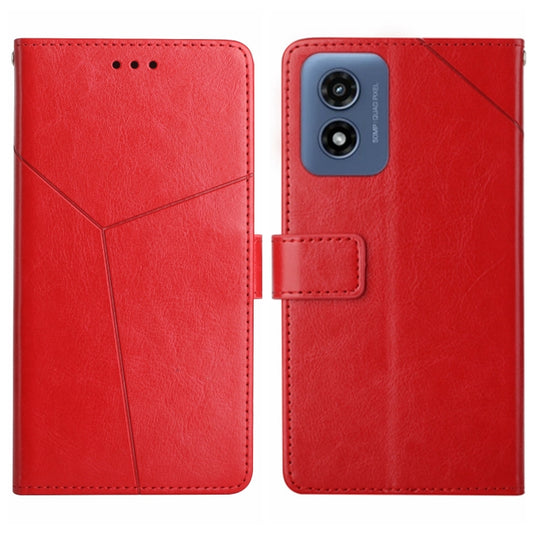 For Motorola Moto G Play 5G 2024 HT01 Y-shaped Pattern Flip Leather Phone Case(Red) by buy2fix