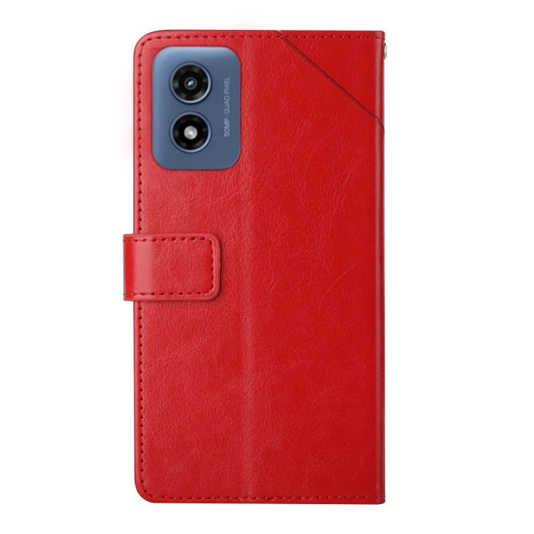 For Motorola Moto G Play 5G 2024 HT01 Y-shaped Pattern Flip Leather Phone Case(Red) by buy2fix