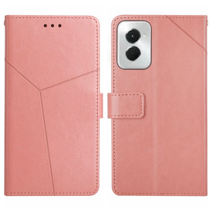 For Motorola Moto G Power 5G 2024 HT01 Y-shaped Pattern Flip Leather Phone Case(Pink) by buy2fix