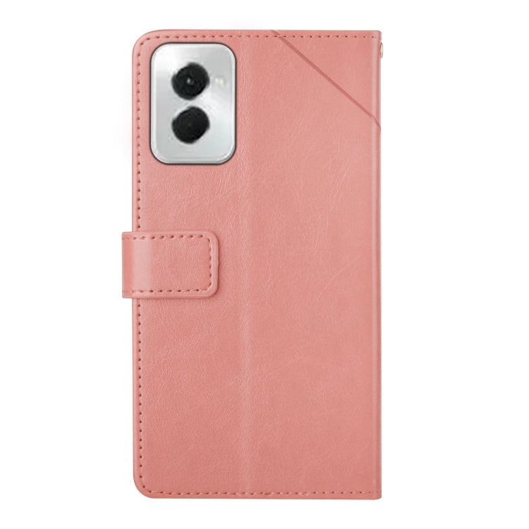 For Motorola Moto G Power 5G 2024 HT01 Y-shaped Pattern Flip Leather Phone Case(Pink) by buy2fix
