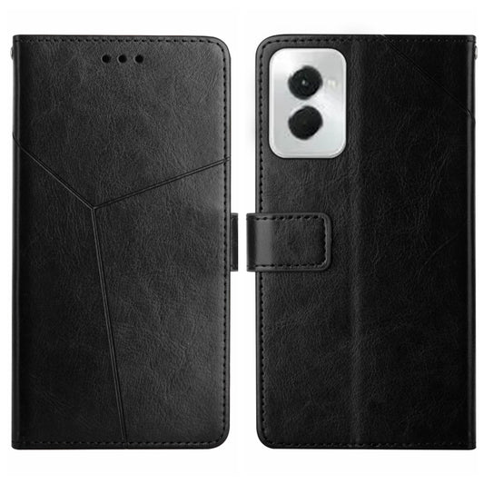 For Motorola Moto G Power 5G 2024 HT01 Y-shaped Pattern Flip Leather Phone Case(Black) by buy2fix