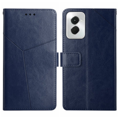For Motorola Moto G Power 5G 2024 HT01 Y-shaped Pattern Flip Leather Phone Case(Blue) by buy2fix