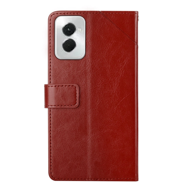 For Motorola Moto G Power 5G 2024 HT01 Y-shaped Pattern Flip Leather Phone Case(Brown) by buy2fix