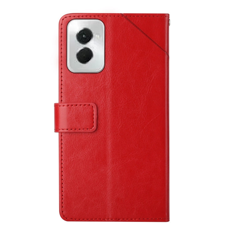 For Motorola Moto G Power 5G 2024 HT01 Y-shaped Pattern Flip Leather Phone Case(Red) by buy2fix