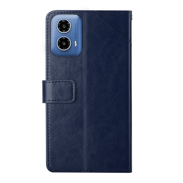 For Motorola Moto G Stylus 5G 2024 HT01 Y-shaped Pattern Flip Leather Phone Case(Blue) by buy2fix