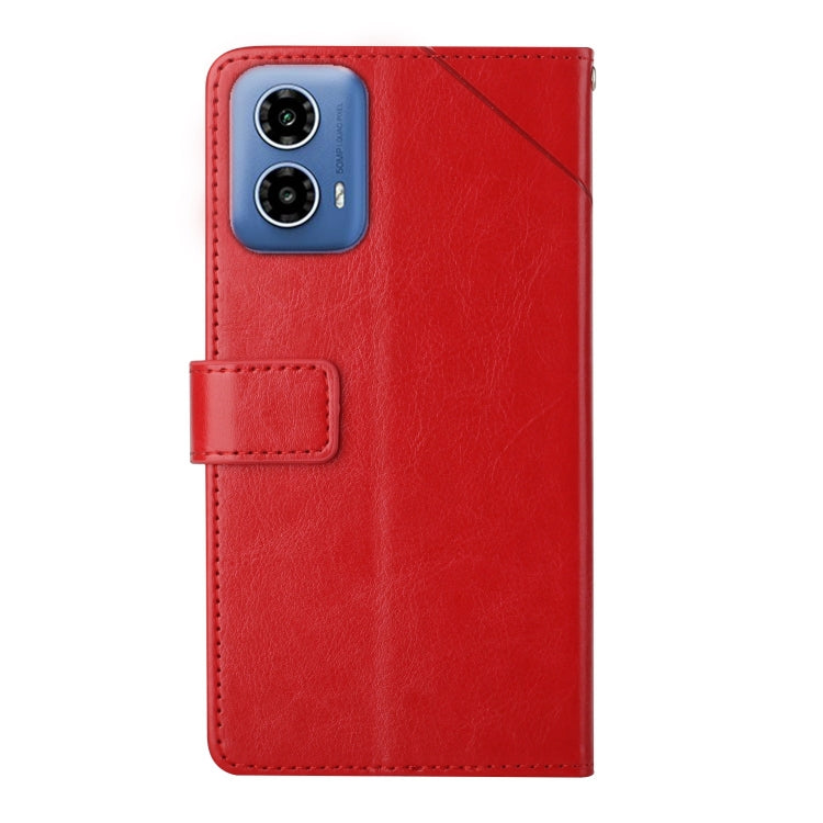 For Motorola Moto G Stylus 5G 2024 HT01 Y-shaped Pattern Flip Leather Phone Case(Red) by buy2fix