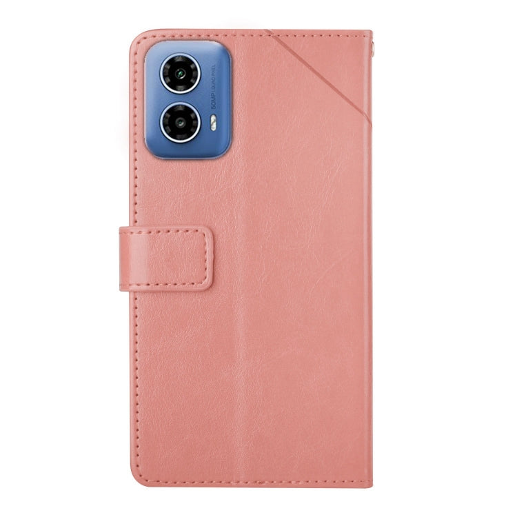 For Motorola Edge 5G 2024 HT01 Y-shaped Pattern Flip Leather Phone Case(Pink) by buy2fix