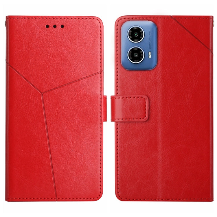 For Motorola Edge 5G 2024 HT01 Y-shaped Pattern Flip Leather Phone Case(Red) by buy2fix