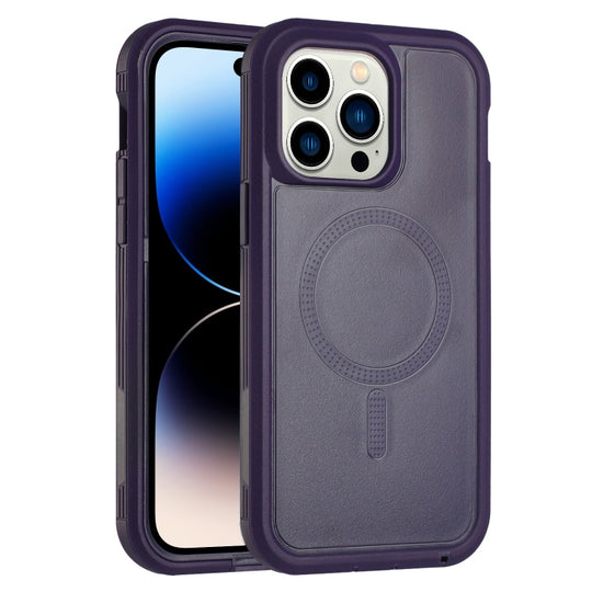 For iPhone 15 Pro Defender Series XT MagSafe Magnetic PC + TPU Shockproof Phone Case(Dark Purple)