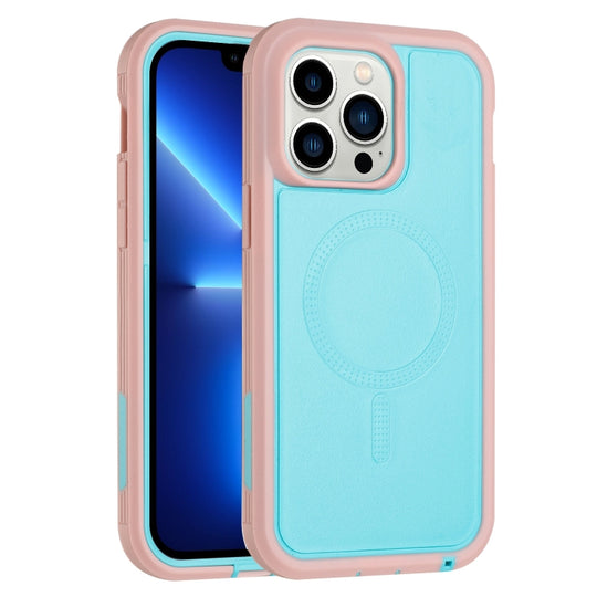 For iPhone 13 Pro Defender Series XT MagSafe Magnetic PC + TPU Shockproof Phone Case(Turquoise+Pink)