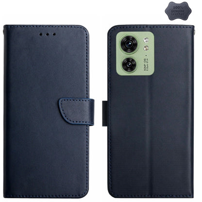For Motorola Edge 40 Genuine Leather Fingerprint-proof Horizontal Flip Phone Case(Blue) - Motorola Cases by buy2fix | Online Shopping UK | buy2fix