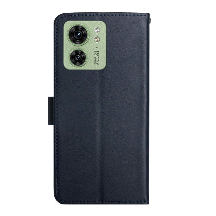 For Motorola Edge 40 Genuine Leather Fingerprint-proof Horizontal Flip Phone Case(Blue) - Motorola Cases by buy2fix | Online Shopping UK | buy2fix