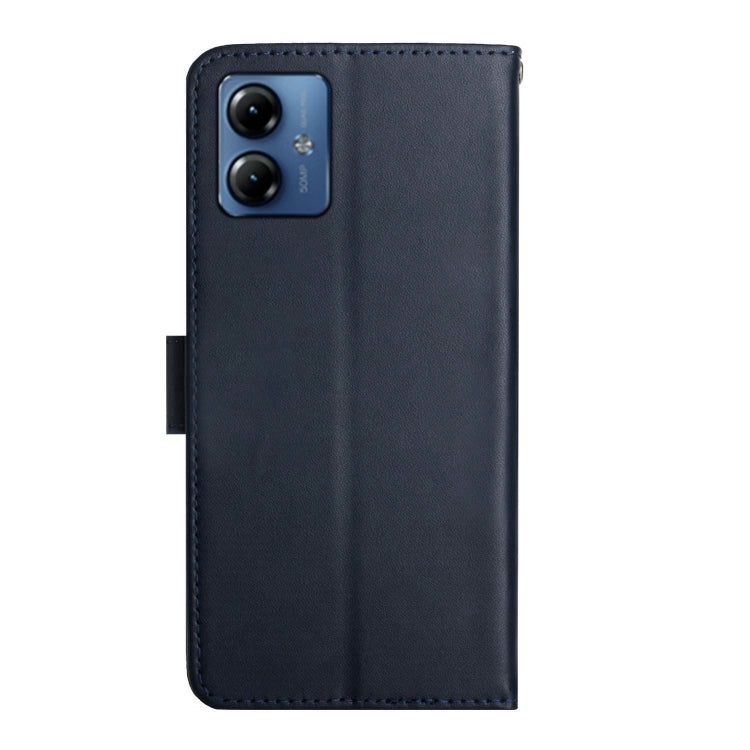 For Motorola Moto G54 Genuine Leather Fingerprint-proof Horizontal Flip Phone Case(Blue) - Motorola Cases by buy2fix | Online Shopping UK | buy2fix