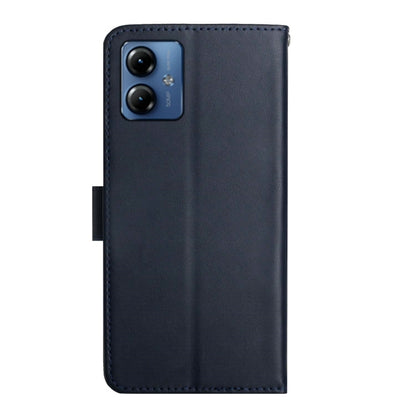 For Motorola Moto G54 Genuine Leather Fingerprint-proof Horizontal Flip Phone Case(Blue) - Motorola Cases by buy2fix | Online Shopping UK | buy2fix