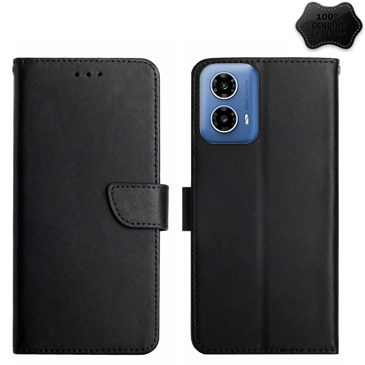 For Motorola Moto G34 5G Genuine Leather Fingerprint-proof Horizontal Flip Phone Case(Black) - Motorola Cases by buy2fix | Online Shopping UK | buy2fix